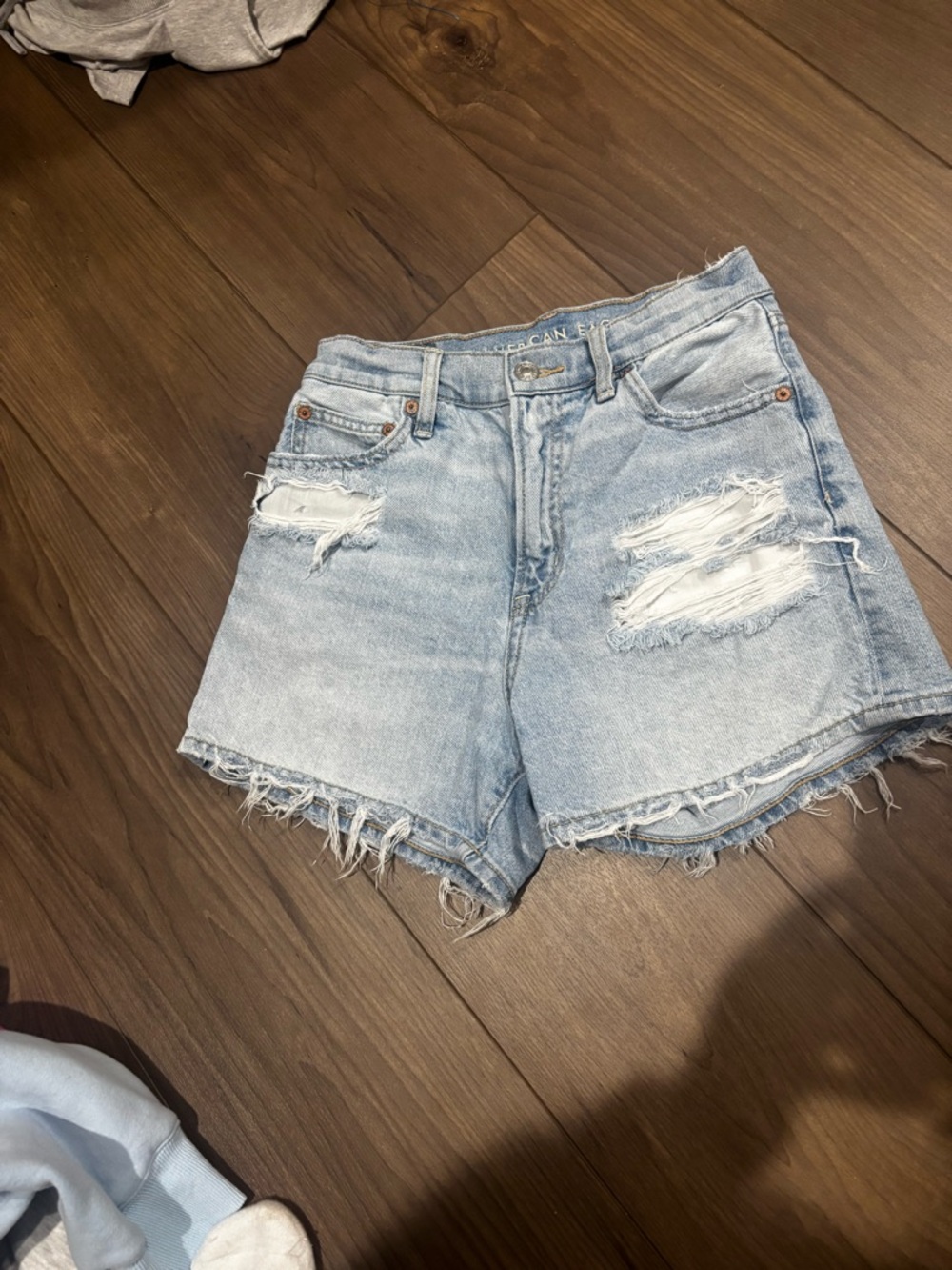 American Eagle Light Wash Distressed Denim Jean Shorts